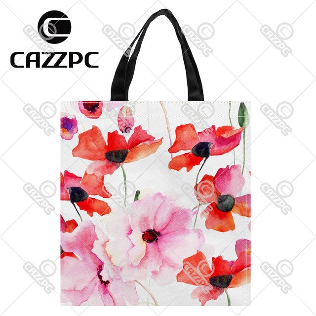 640x640 Watercolor Colorful Elegance Poppy Flowers Print Custom Oxford