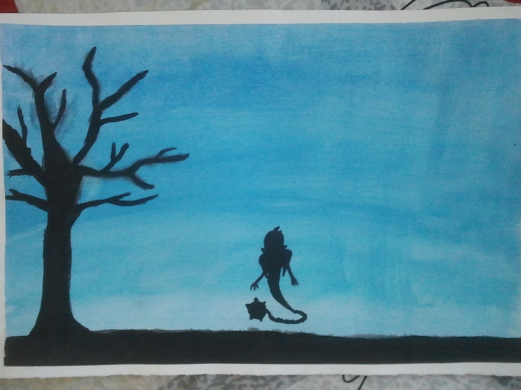 1024x768 Dark Silhouette Watercolor Painting By Nickyw093