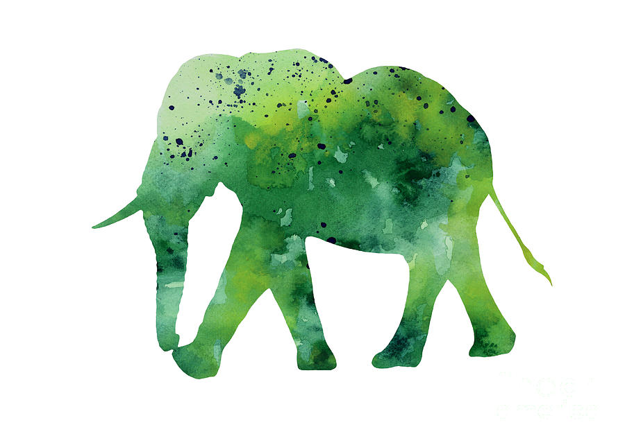 900x639 Elephant Silhouette Watercolor Art Print Painting Painting By