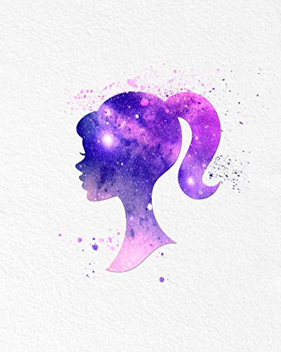 400x500 Galaxy Girl Silhouette Doll Watercolor Art Print 5x7