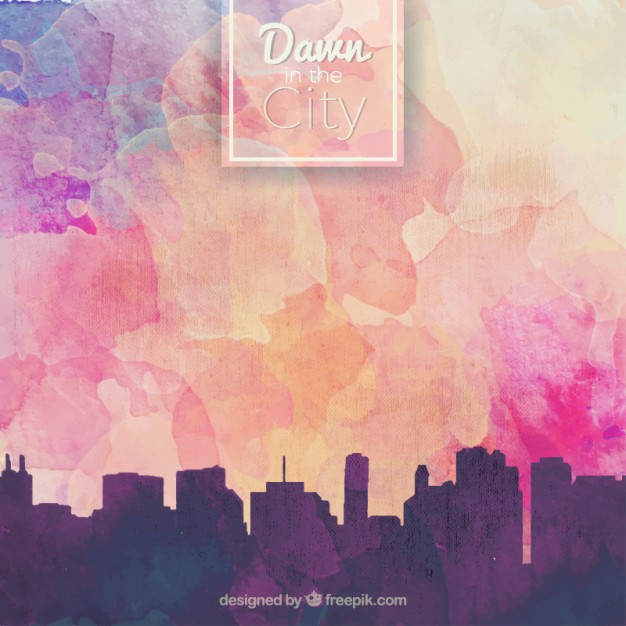 626x626 Watercolor Background With City Silhouette Vector Free Download