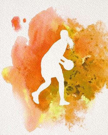 346x432 Basketball Girl Watercolor Silhouette Inverted Part Iii Fine Art