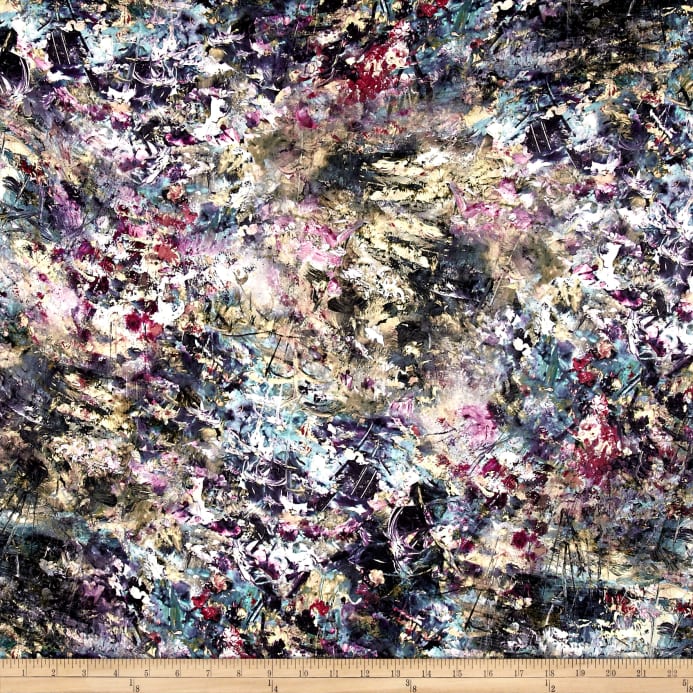 693x693 French Designer Silk Crepe De Chine Watercolor Multi