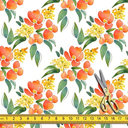 425x425 Artzfolio Watercolor Leaves Amp Flowers Silk Fabric