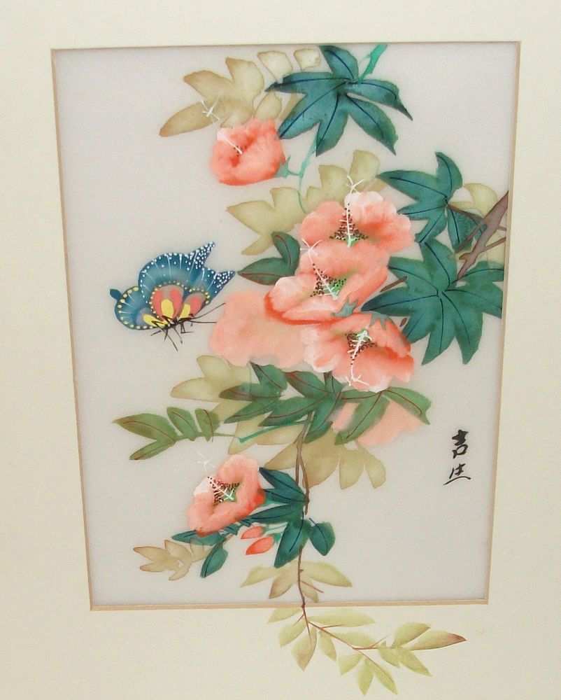 802x1000 Silk Painting Inspirational Japanese Floral Butterfly Original