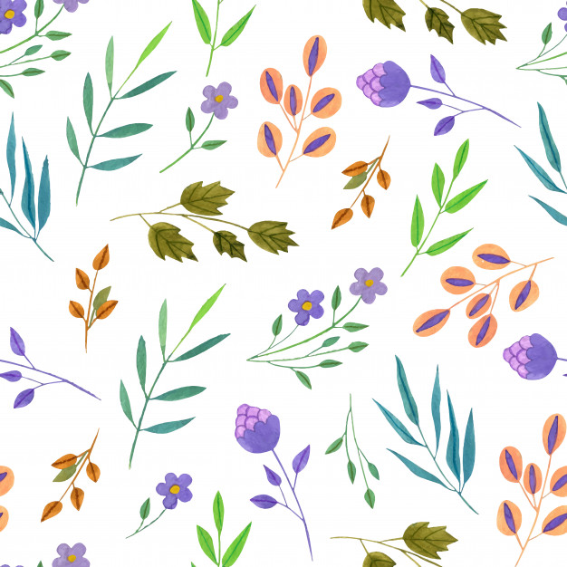 626x626 Watercolor Simple Flowers And Branches Seamless Pattern Vector