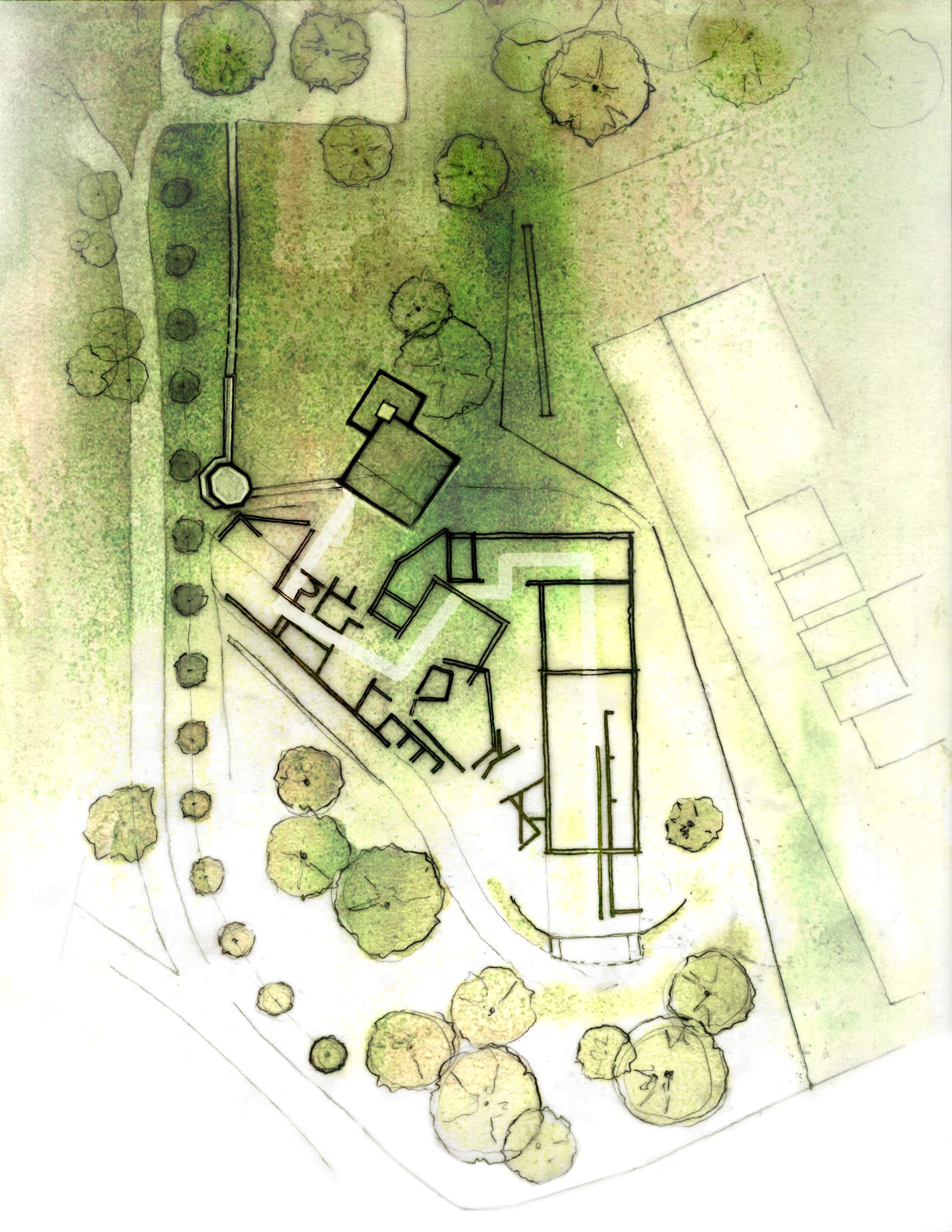 2550x3300 Site Plan Watercolor + Ink + Photoshop My Work