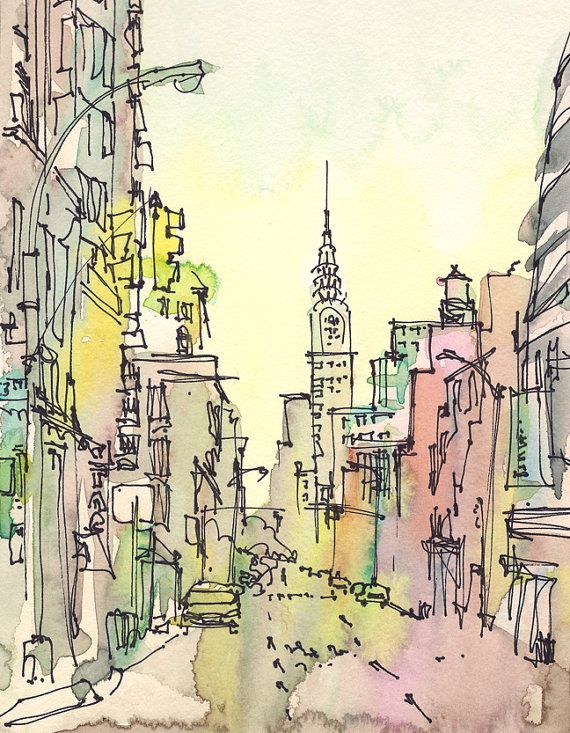 570x733 New York Sketch, Chrysler Building, New York City