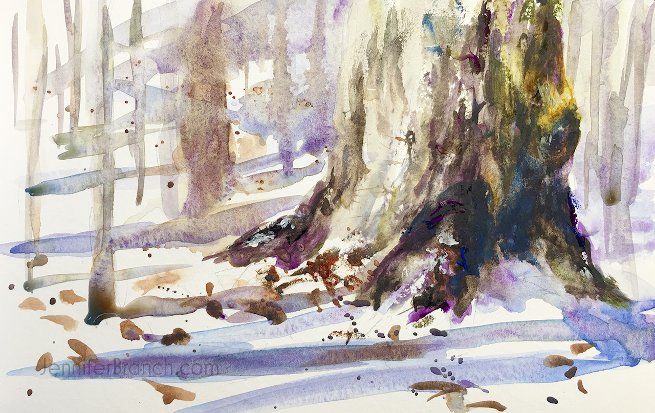 1280x807 Snow Tree Sketch Watercolor Painting Tutorial