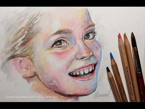 480x360 Watercolor Pencil Sketch Drawing Portrait Demo By Ch.karron