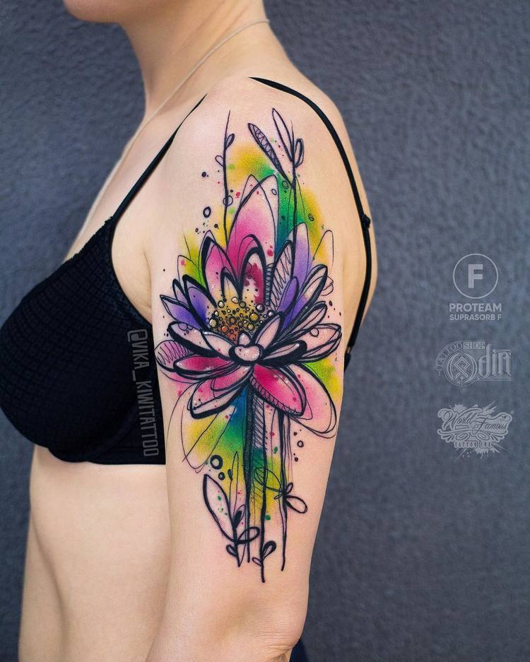 750x937 40 Graphic Watercolor Tattoos By Vika Kiwi