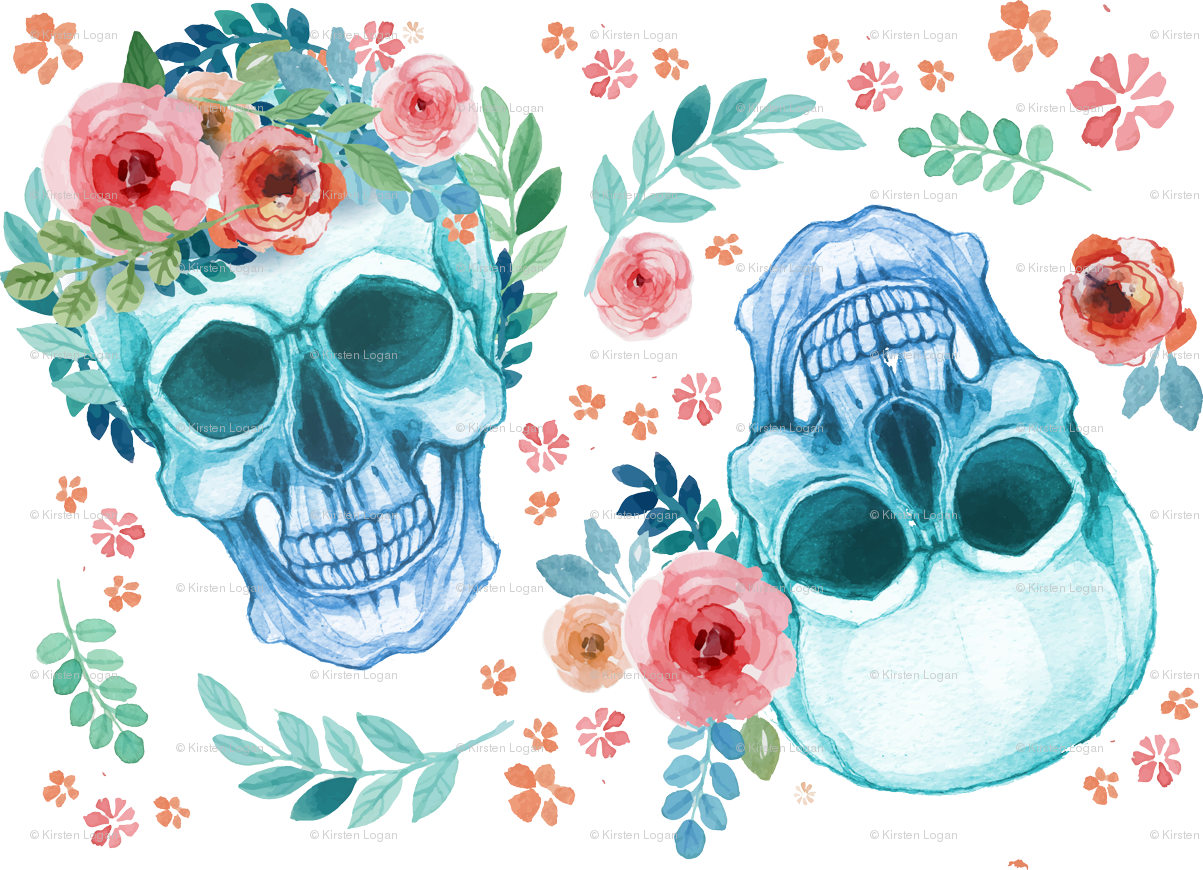 1203x870 Sugar Skull Watercolor Spring Flowers Wallpaper