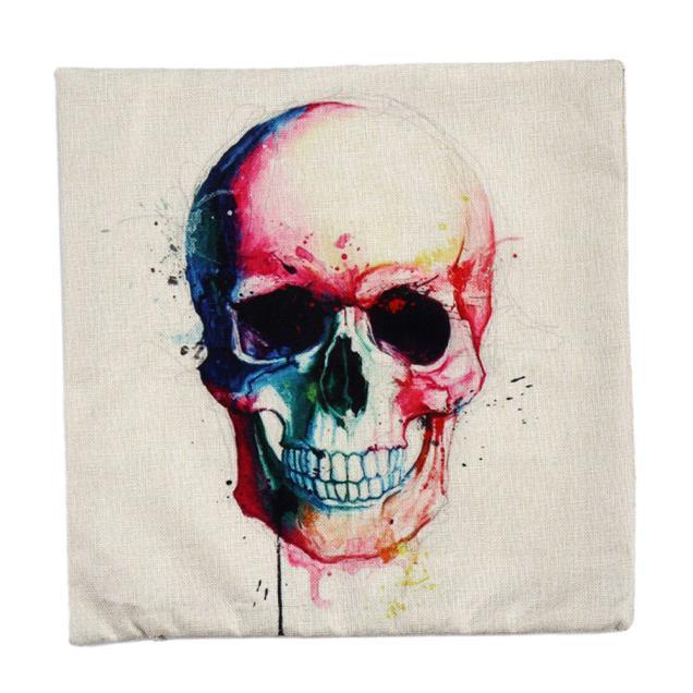 636x636 Watercolor Skull Pillow Cover