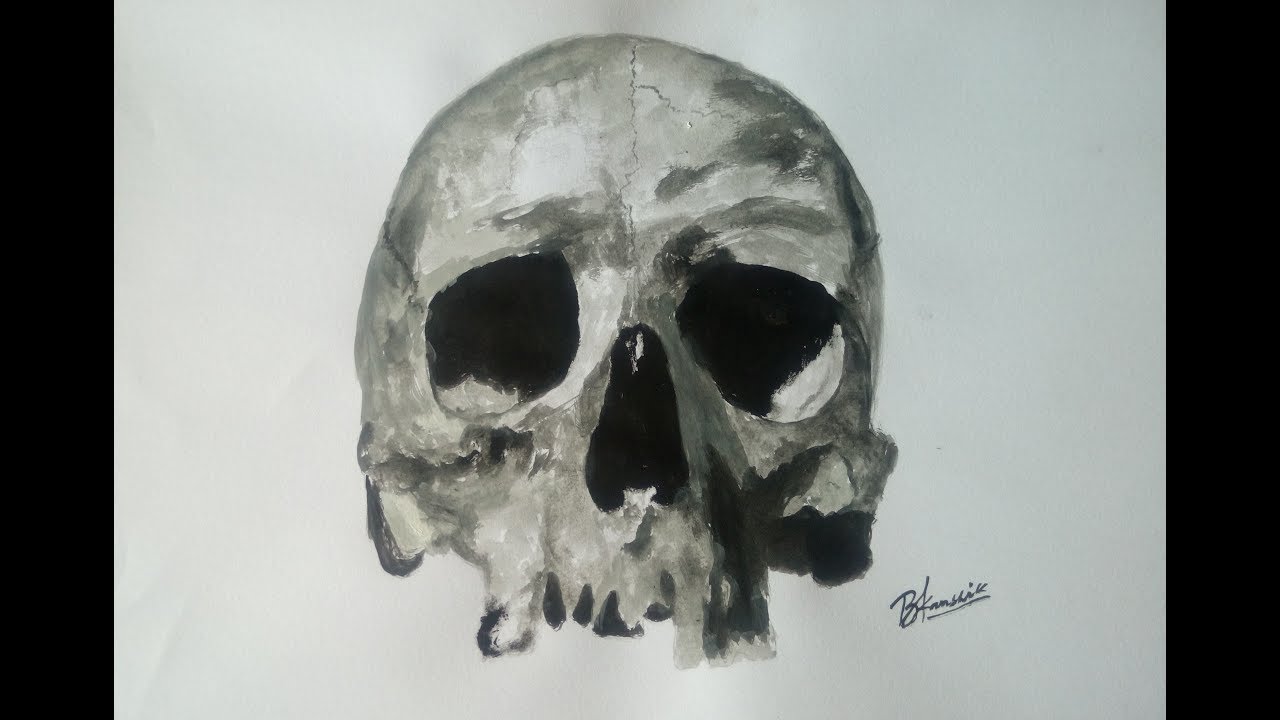 1280x720 How To Paint A Skull With Watercolor Paint
