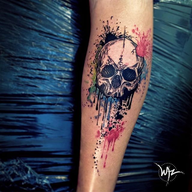 640x640 Sketch Watercolor Skull Tattoo