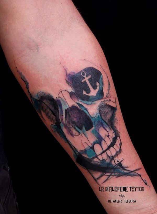 600x816 This Incredible Watercolor Skull. In My Skin