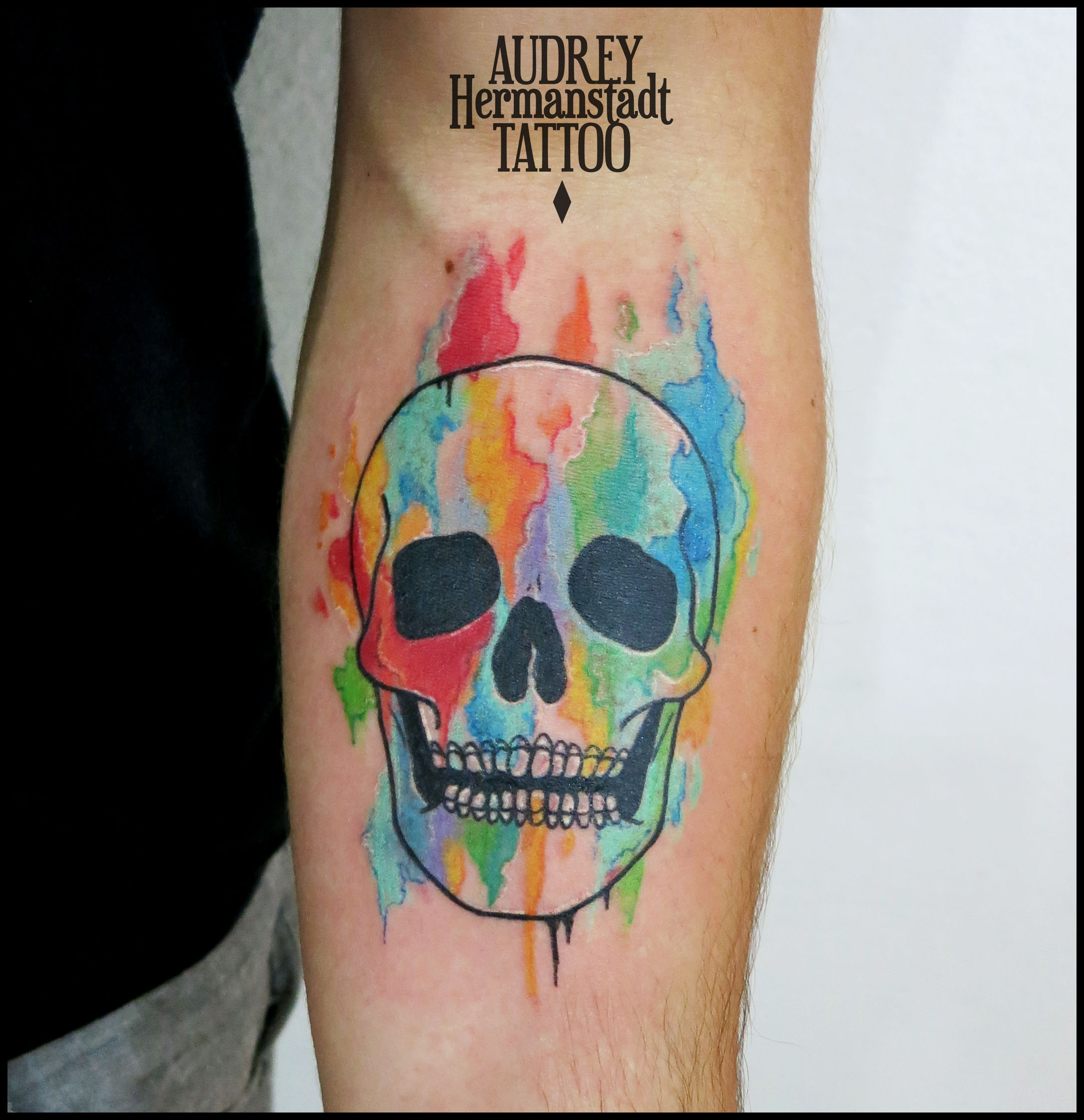 2172x2244 Watercolor Skull Audrey Hermanstadt Tattoo