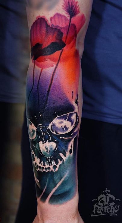 405x739 Watercolor Skull Tattoo Watercolor, Tattoo And Tatting