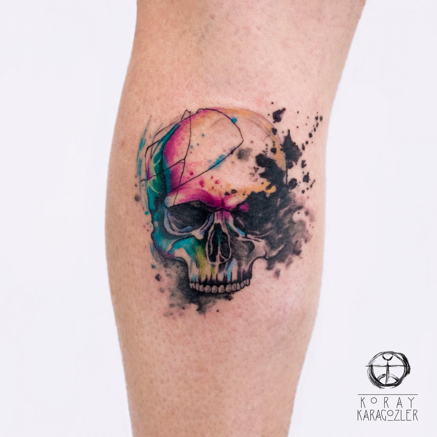 894x894 Watercolor Skull By Koraykaragozler