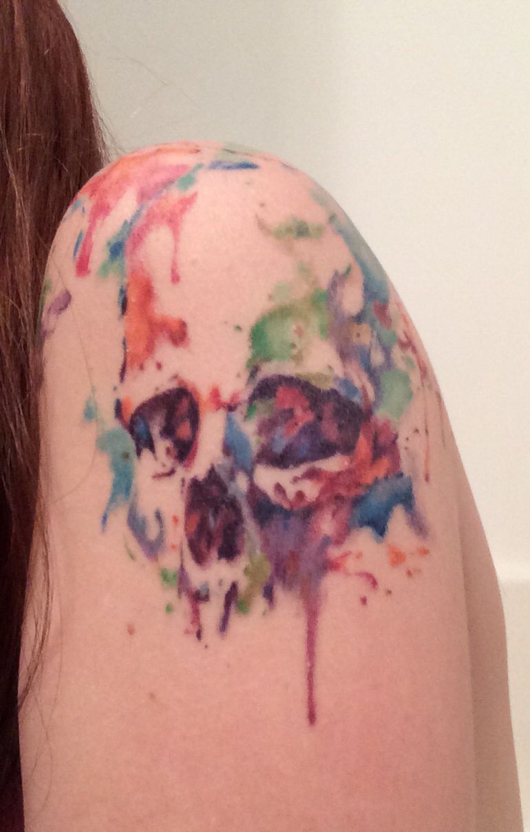 770x1210 Watercolor Skull Tattoo Tattoos Piercings Tattoo