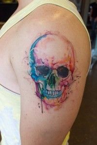 200x300 Watercolor Skull Tattoo. Next Tattoo On My Thigh. In. Love. Ayla