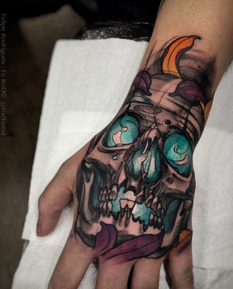 477x591 Watercolor Skull Tattoo
