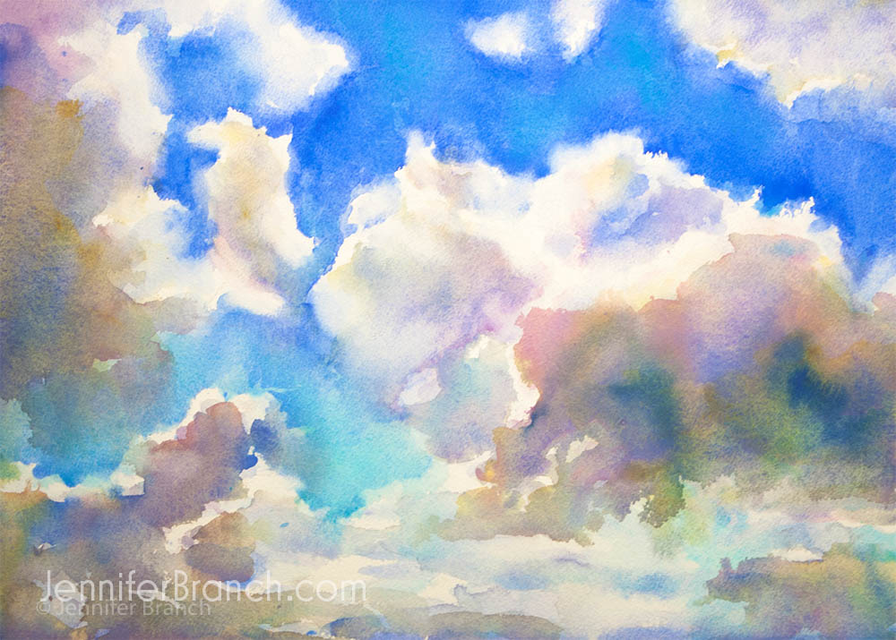 1000x715 Blue Sky Sketching Watercolor Painting Tutorial