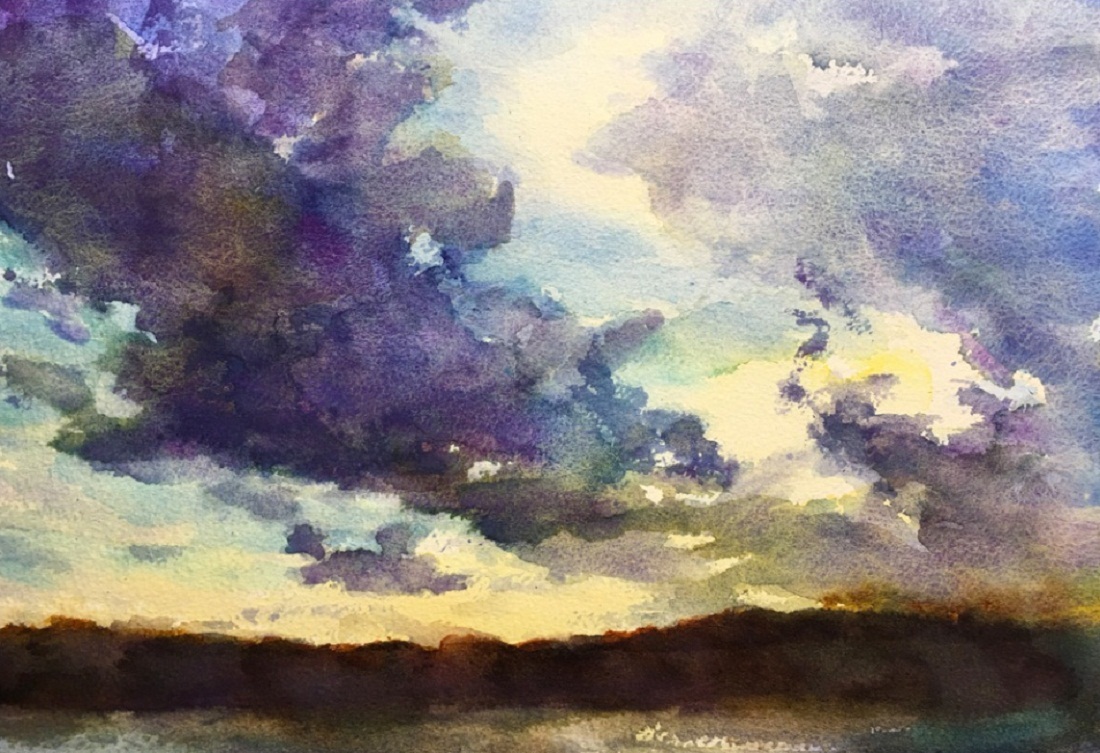 1100x753 How To Make Sunset Clouds Watercolor Painting The Art 123