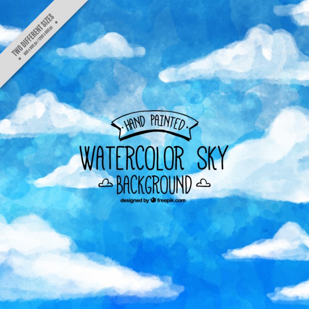 626x626 Watercolor Blue Sky With Clouds Background Vector Free Download