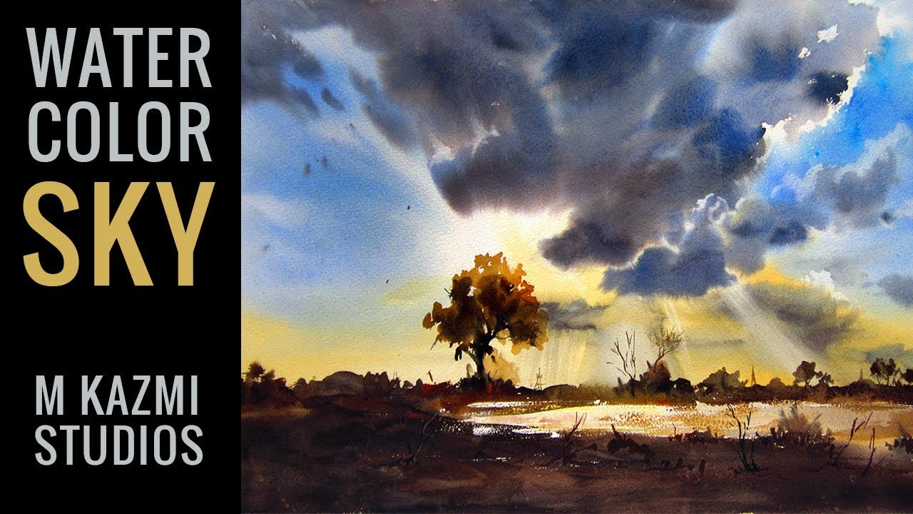 1280x720 Watercolor Sky With Beautiful Clouds Watercolor Tutorial For