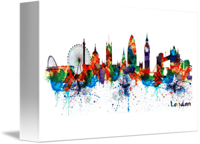 650x470 London Watercolor Skyline Silhouette By Marian Voicu