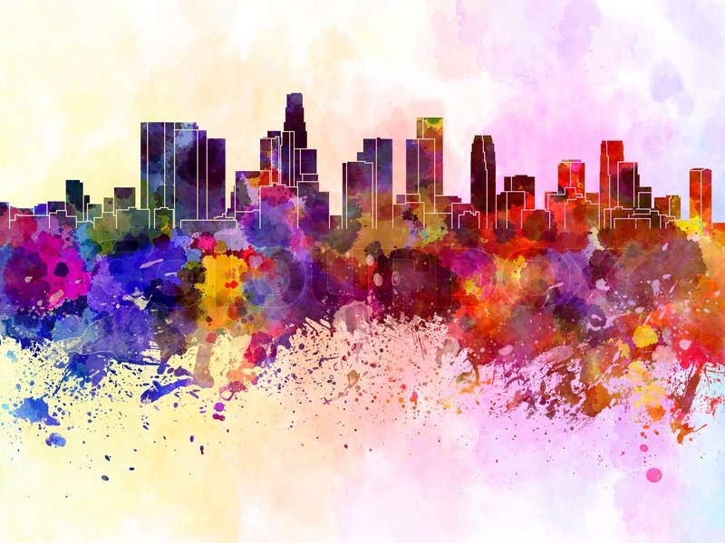 800x600 Los Angeles Skyline In Watercolor Background Stock Photo Colourbox