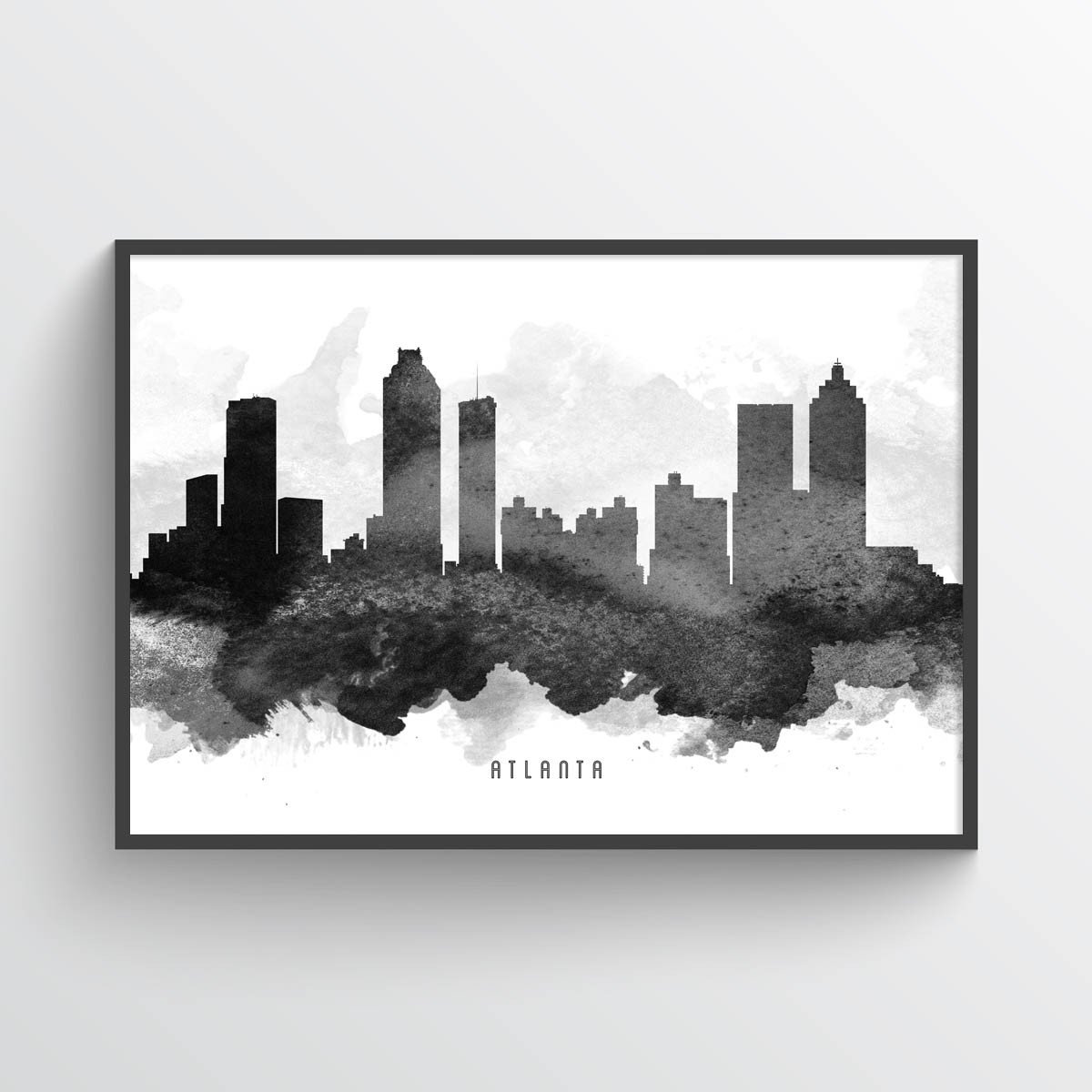 1200x1200 Atlanta Skyline Watercolor Art Print
