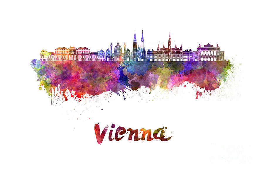 900x590 Vienna Skyline In Watercolor Painting By Pablo Romero