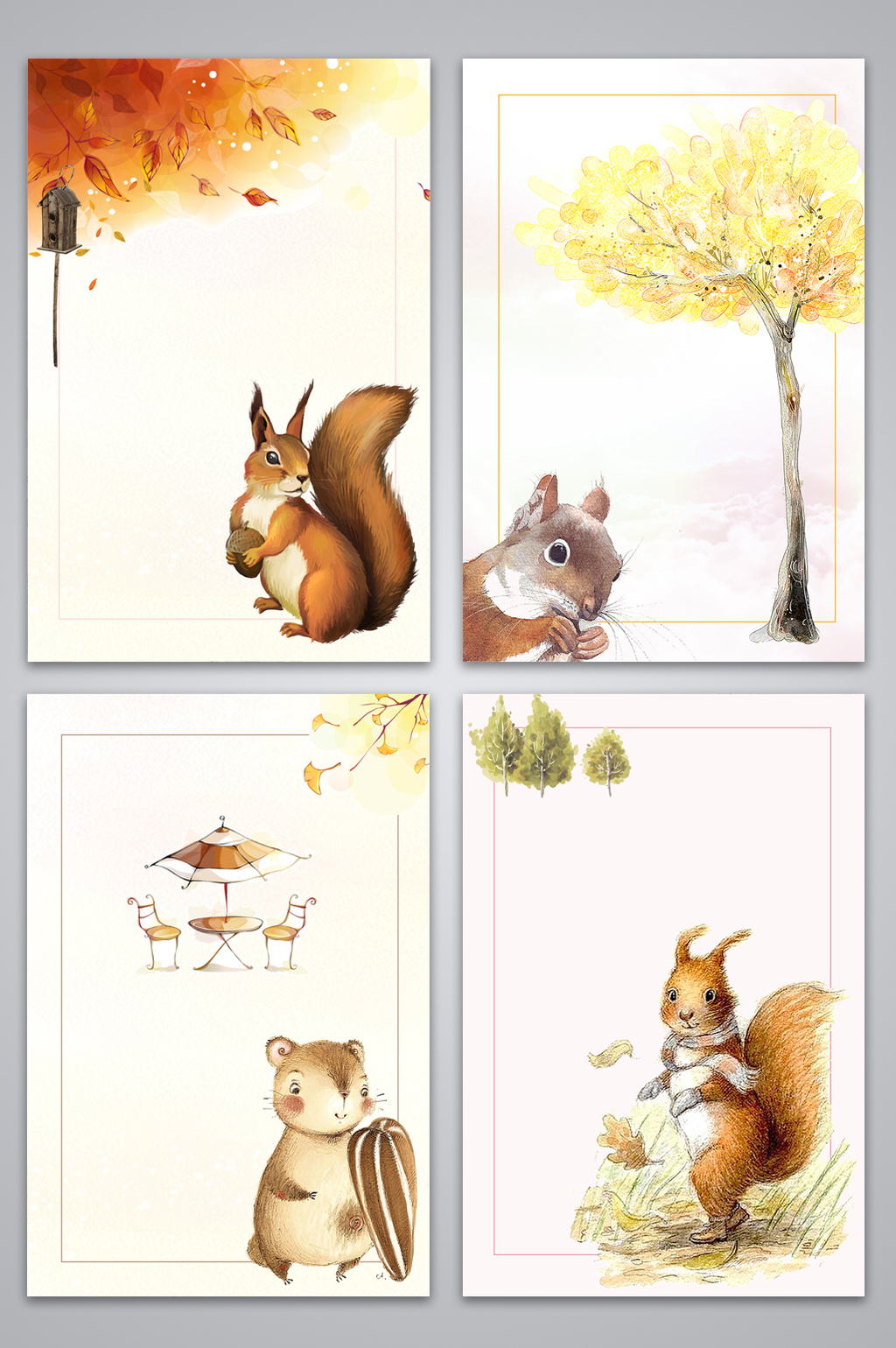 1024x1540 Cute Hand Drawn Watercolor Cartoon Squirrel Snacks Advertising