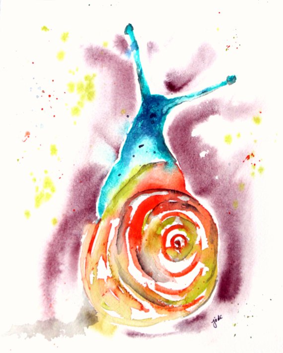 570x712 Snail Tale Gail Watercolor Print Of Original Painting Etsy