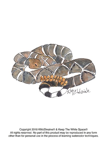 400x589 Rattle Snake Watercolor Pattern Kathleen Mcelwaine Art
