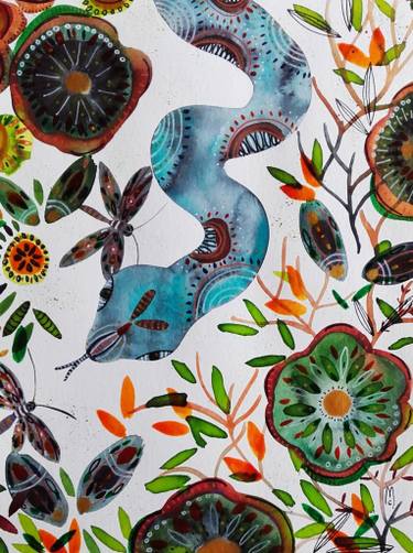 375x502 Snake Painting Animal Watercolor Painting By Marcoz