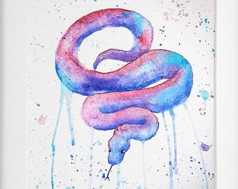 340x270 Snake Watercolor Etsy