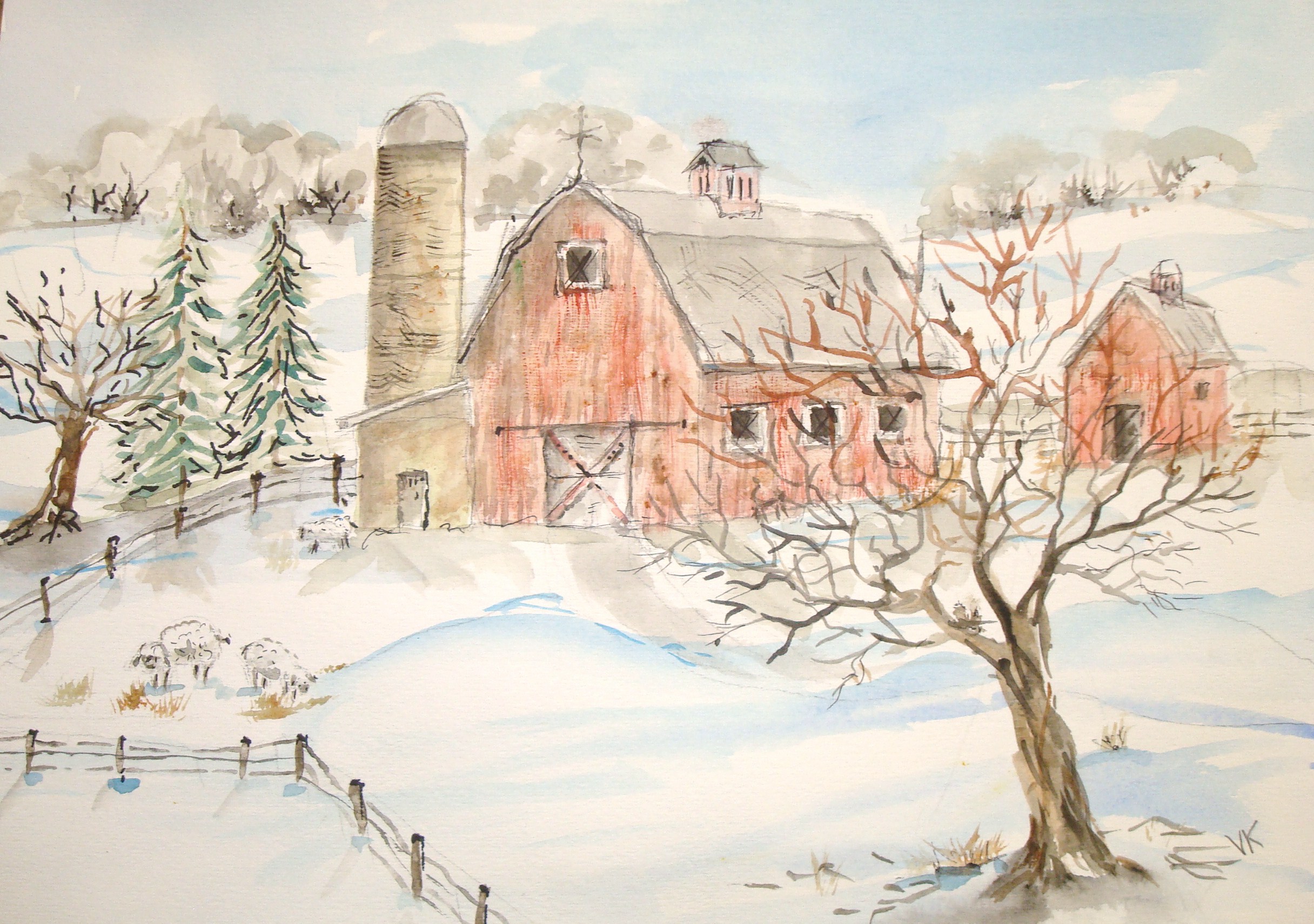 2432x1710 How To Paint A Snowy Barn In Watercolor (With Pictures)
