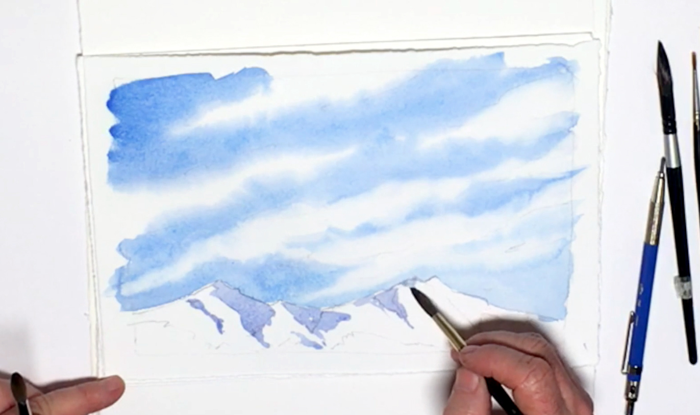 1372x814 Painting A Sky With Wispy Cirrus Clouds Amp Snow Capped Mountains