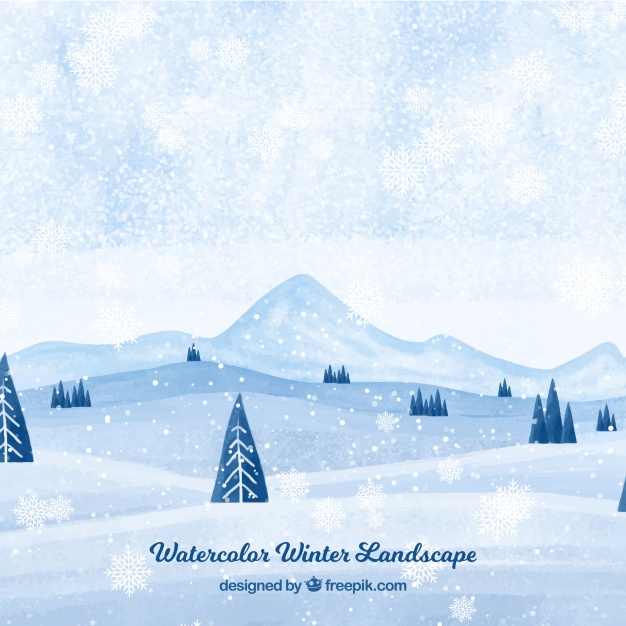 626x626 Watercolor Snow Landscape Background Vector Free Download
