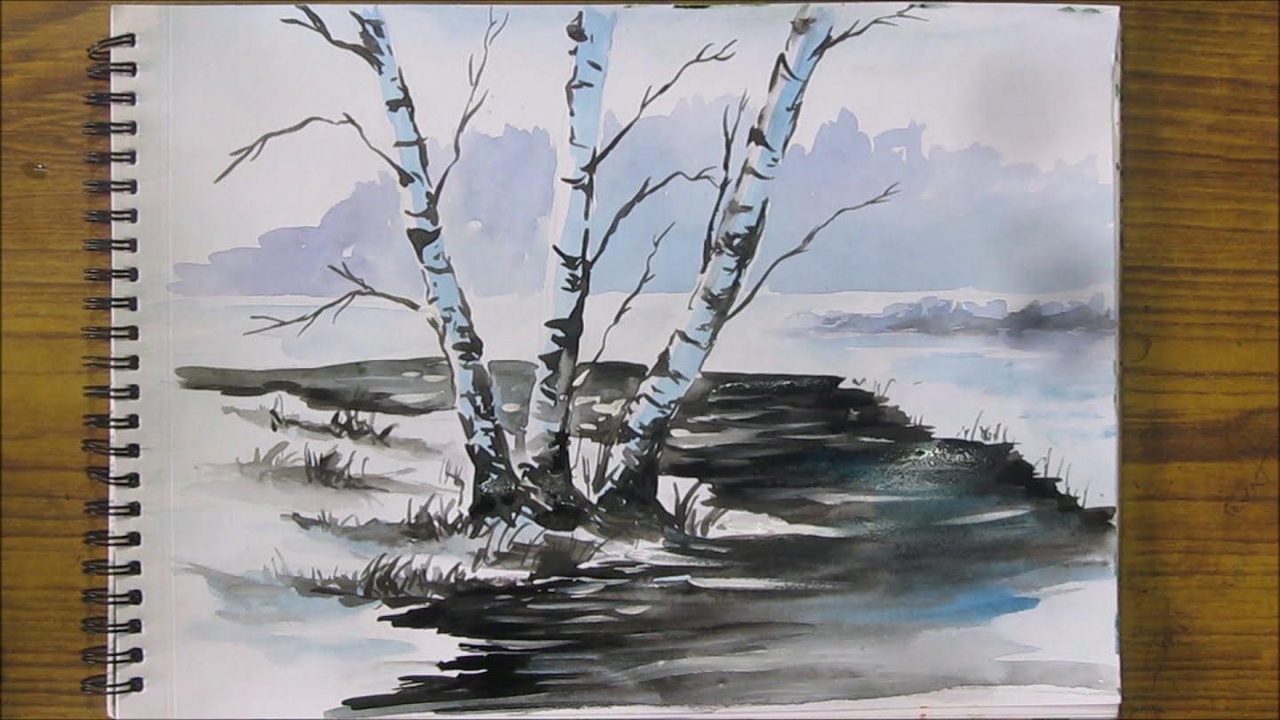 1440x810 How To Paint Snow Scene In Watercolor, Watercolor Painting For