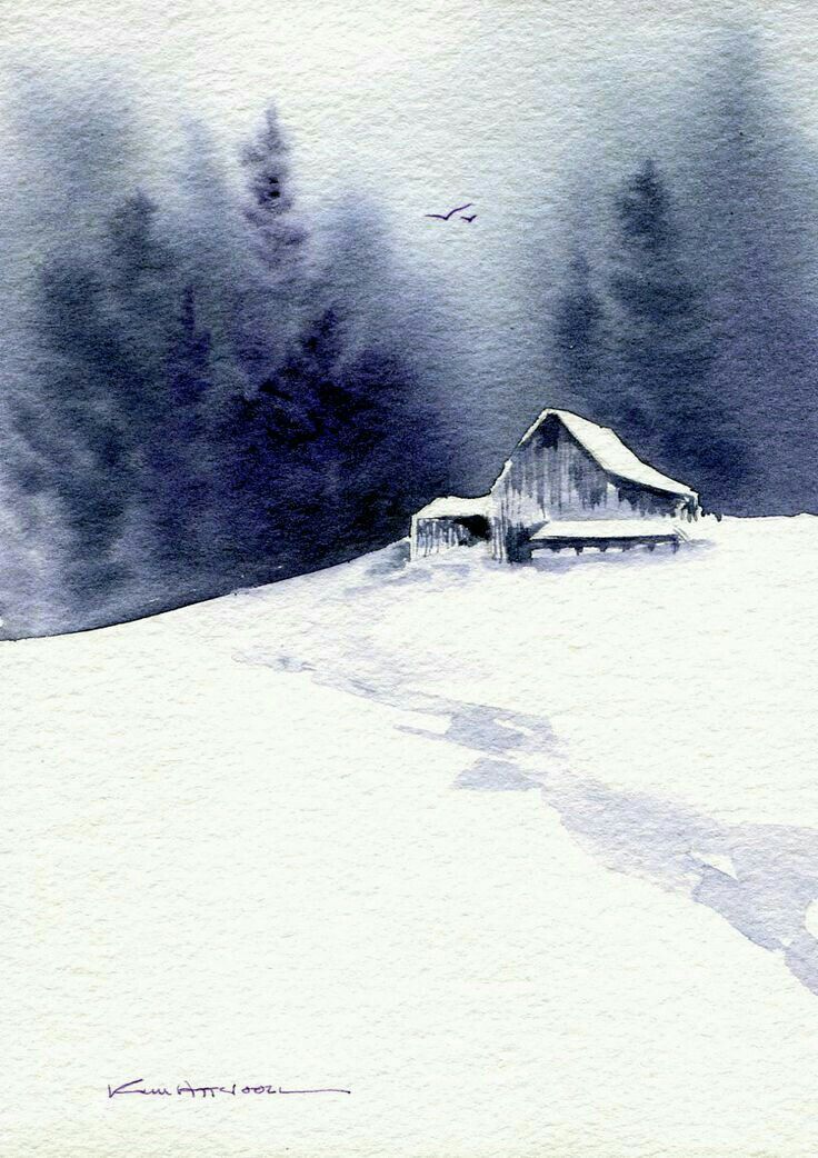 736x1042 Watercolor By Kim Attwooll Grey White Watercolor
