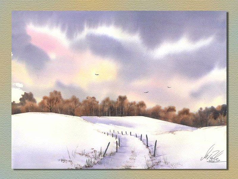 800x600 Paint A Snow Scene With Distant Forest