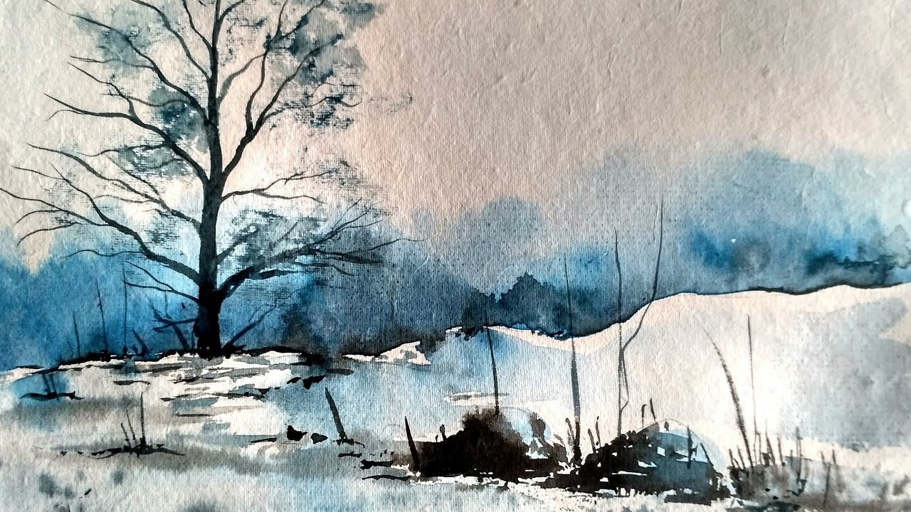 1280x720 Scenes To Paint In Watercolor Watercolor Winter Snow Scene Paint