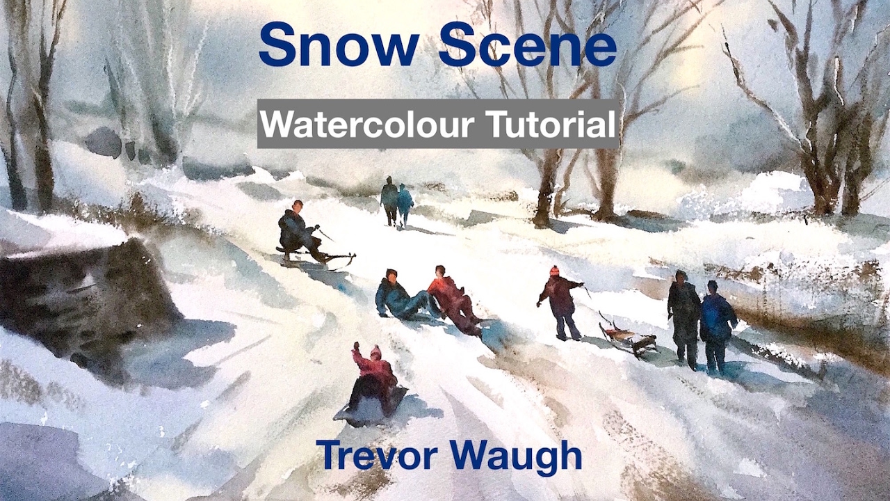 1280x720 Snow Scene Watercolour With Figures. Tutorial.m4v
