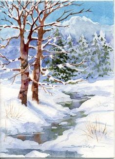236x327 Susie Short Watercolor Snow Scene Watercolor Tutorials