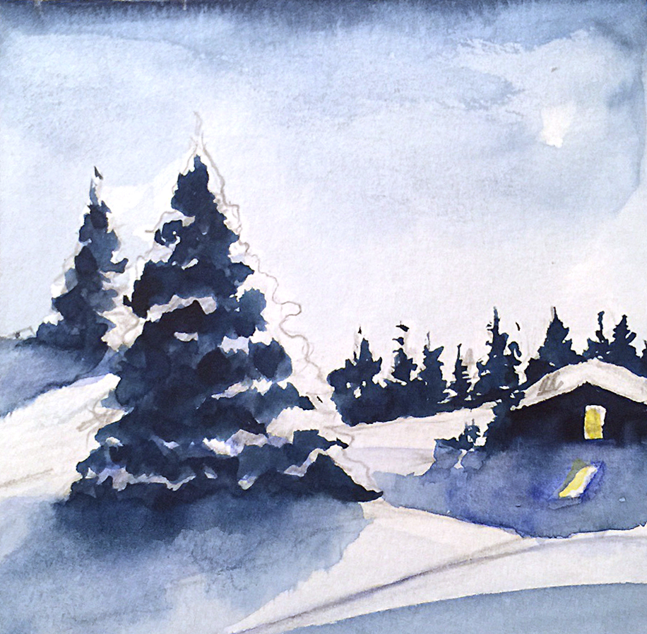 916x897 Watercolor Workshop Winter Snow Scene La Local Loca