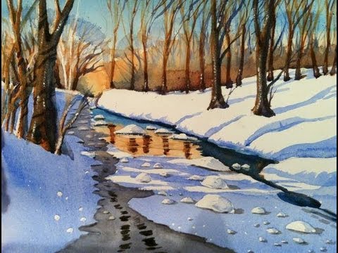 480x360 Watercolors Winter Snowscene